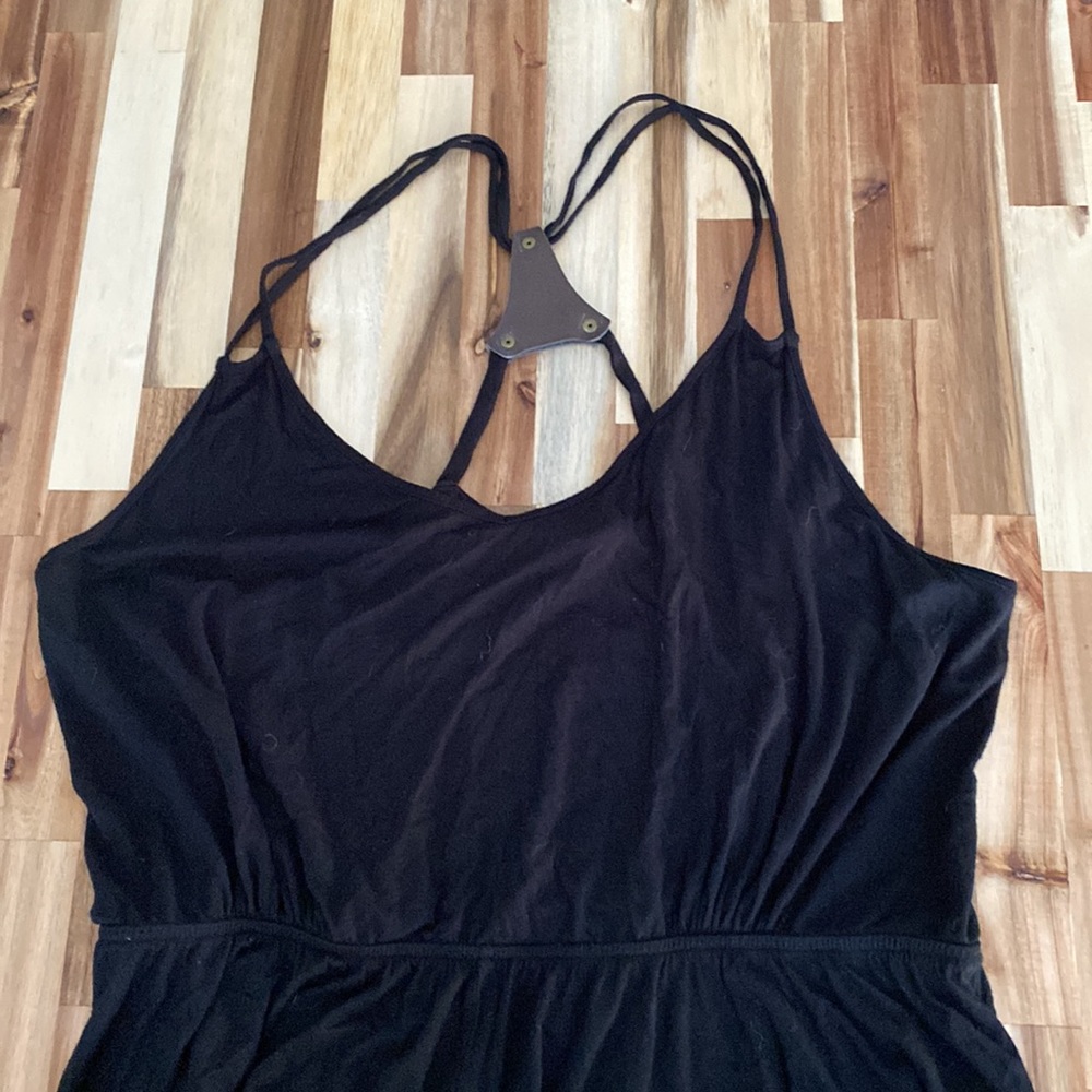 Amazing Vintage Lane Bryant Asymmetrical Hem Dress w/ Faux Leather - Picture 3 of 5